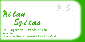milan szitas business card